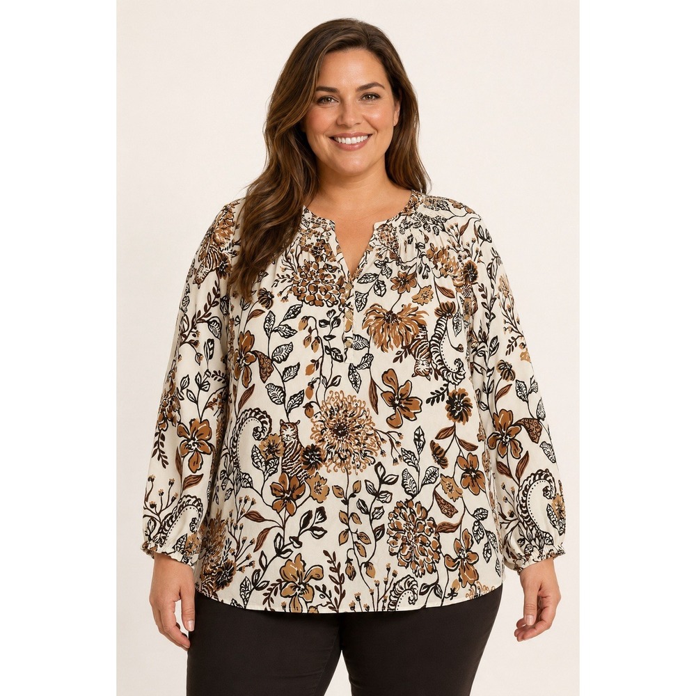 Lilly Pulitzer Elsa Top XL 100% Silk Coconut Take Meowt Floral Cat Blouse